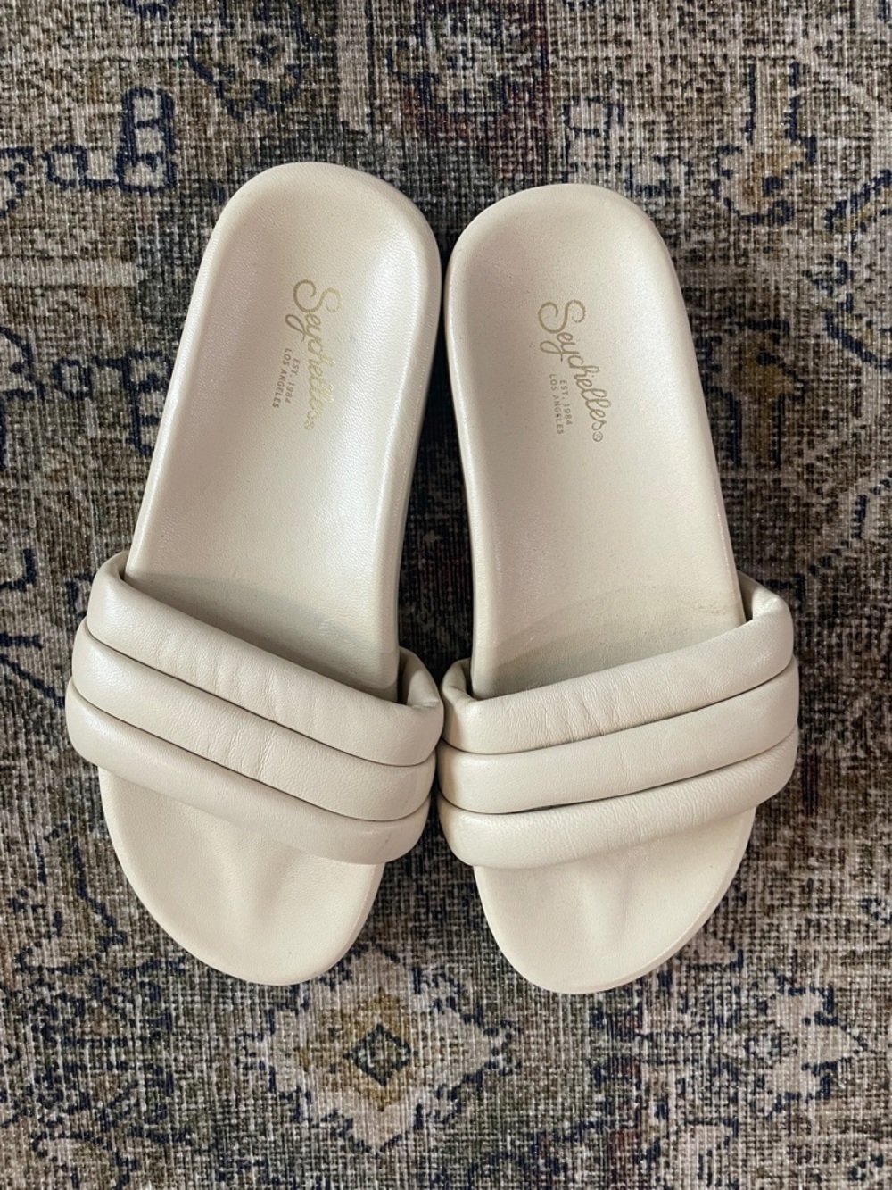 Seychelles Padded Cream Slide Sandals
